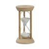 Bamboo framed sand timer shown from a second angle with the white sand part run through, Singapore
