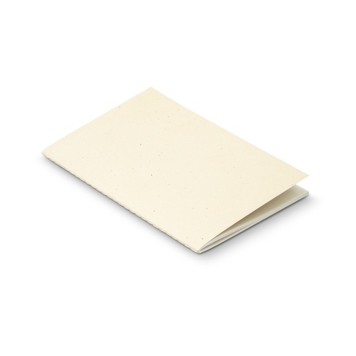 Cream A5 soft cover notebook made from recycled milk carton paper, shown front on, Singapore