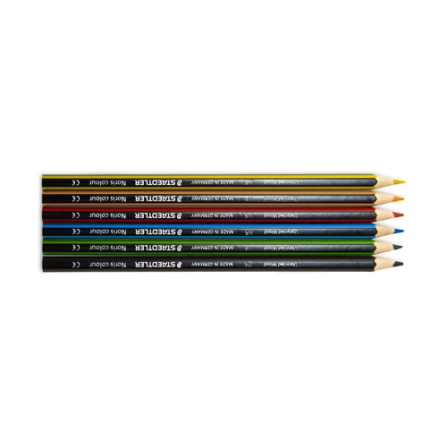 Custom Printed Box STAEDTLER Colouring Pencil Set of 6 3 Six STAEDTLER Noris colour pencils in upcycled wood with the maker mark on each barrel, Singapore