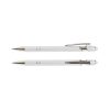 Pair of white matte stylus ballpoint pens with chrome trim rings on the barrel, Singapore