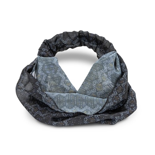 Custom Elastic Headband, Full Colour Sublimation Print 2 Twist front shape of a printed polyester crepe headband shown flat, Singapore