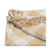 Close view of full colour sublimation print on lightweight semi-sheer scarf fabric, Singapore