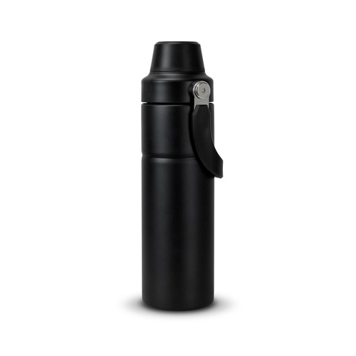 Black 550ml stainless steel vacuum bottle shown front on, Singapore