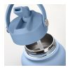 1L Vacuum Bottle, Powder Coated Steel with Loop Lid 10 Lid lifted to show the wide stainless steel mouth of the double wall vacuum bottle, Singapore