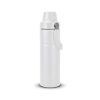 White 550ml stainless steel vacuum bottle shown front on with its carry handle folded in, Singapore